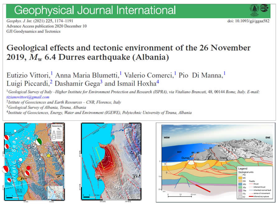 Paper – Geological effects and tectonic environment of the 26 November 2019, Mw 6.4 Durres earthquake (Albania)